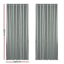 Artiss 2X Blockout Curtains Eyelet 240x230cm Grey Shine - RnR Galore