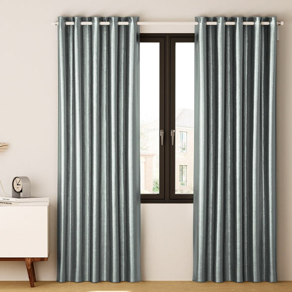 Artiss 2X Blockout Curtains Eyelet 240x230cm Grey Shine - RnR Galore