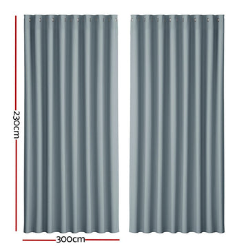 Artiss 2X Blockout Curtains Eyelet 300x230cm Grey - RnR Galore