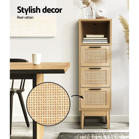 Artiss 3 Chest of Drawers with Shelf - BRIONY Oak - RnR Galore