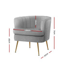 Artiss Armchair Lounge Accent Chair Armchairs Sofa Chairs Velvet Grey Couch - RnR Galore