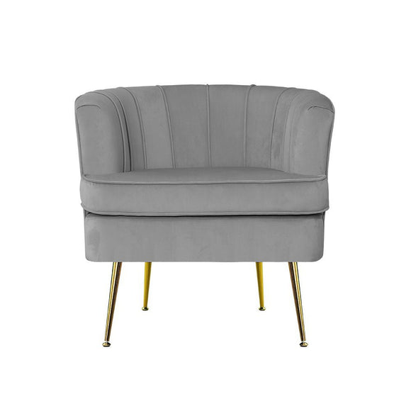 Artiss Armchair Lounge Accent Chair Armchairs Sofa Chairs Velvet Grey Couch - RnR Galore