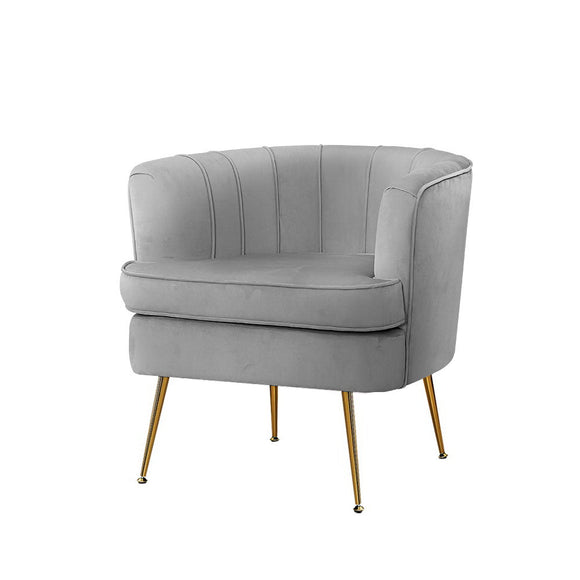 Artiss Armchair Lounge Accent Chair Armchairs Sofa Chairs Velvet Grey Couch - RnR Galore