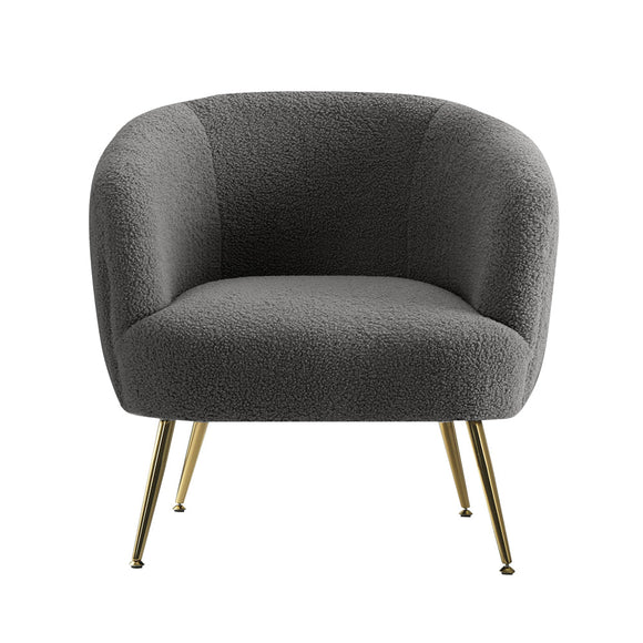 Artiss Armchair Lounge Chair Accent Chairs Arm Armchairs Sherpa Boucle Charcoal - RnR Galore