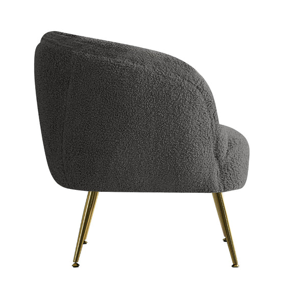 Artiss Armchair Lounge Chair Accent Chairs Arm Armchairs Sherpa Boucle Charcoal - RnR Galore