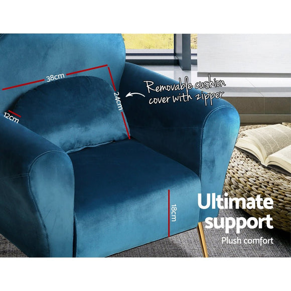 Artiss Armchair Lounge Chair Accent Chairs Armchairs Sofa Navy Velvet Cushion - RnR Galore