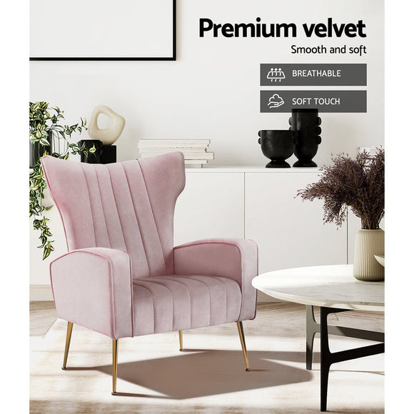Artiss Armchair Pink Velvet Kate - RnR Galore