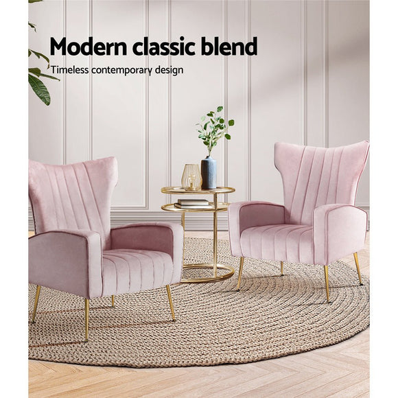 Artiss Armchair Pink Velvet Kate - RnR Galore