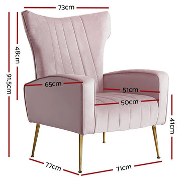 Artiss Armchair Pink Velvet Kate - RnR Galore