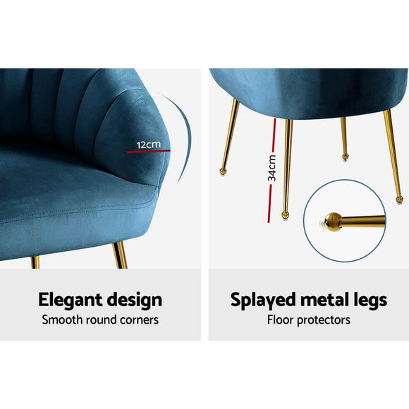 Artiss Armchair Velvet Blue Eloise - RnR Galore