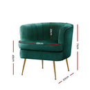 Artiss Armchair Velvet Green Norvia - RnR Galore