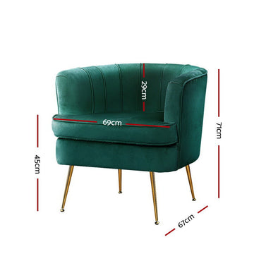 Artiss Armchair Velvet Green Norvia - RnR Galore