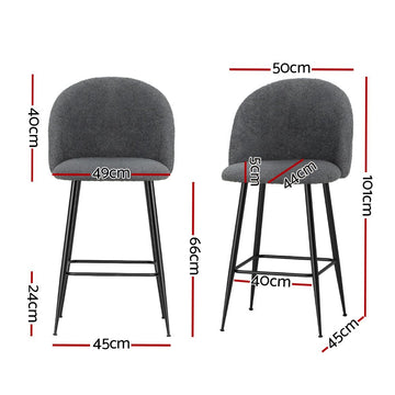 Artiss Bar Stools Kitchen Counter Barstools Sherpa Metal Chairs x2 - RnR Galore