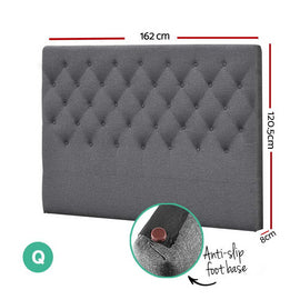 Artiss Bed Head Headboard Queen Size Fabric - CAPPI Grey - RnR Galore