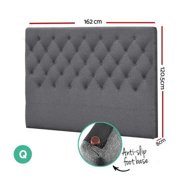 Artiss Bed Head Headboard Queen Size Fabric - CAPPI Grey - RnR Galore