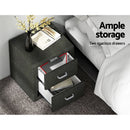 Artiss Bedside Table 2 Drawers Fabric - CADEN Charcoal - RnR Galore