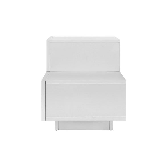 Artiss Bedside Tables LED 2 Drawers - REMI White - RnR Galore