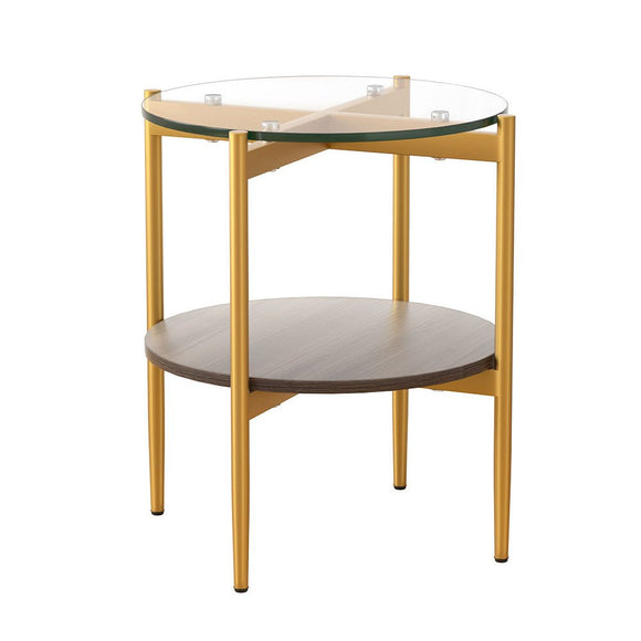 Artiss Coffee Table 45CM Round Tempered Glass Carol - RnR Galore