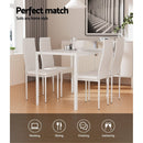 Artiss Dining Chairs and Table Dining Set 4 Chair Set Of 5 White - RnR Galore