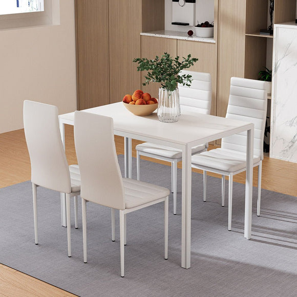 Artiss Dining Chairs and Table Dining Set 4 Chair Set Of 5 White - RnR Galore