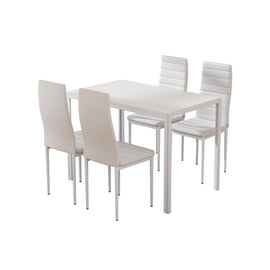Artiss Dining Chairs and Table Dining Set 4 Chair Set Of 5 White - RnR Galore