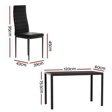 Artiss Dining Chairs and Table Dining Set 6 Chair Set Of 7 Black - RnR Galore