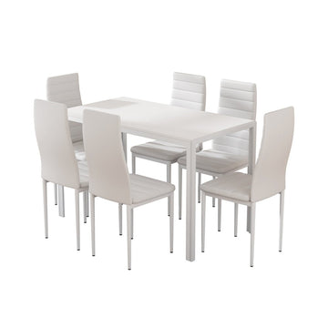 Artiss Dining Chairs and Table Dining Set 6 Chair Set Of 7 White - RnR Galore