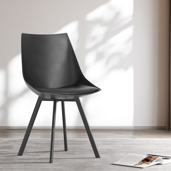 Artiss Dining Chairs Set of 2 PU Leather Plastic Metal Black - RnR Galore
