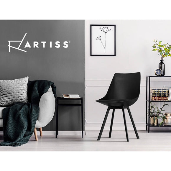 Artiss Dining Chairs Set of 2 PU Leather Plastic Metal Black - RnR Galore