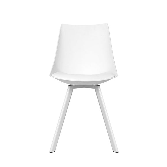 Artiss Dining Chairs Set of 2 PU Leather Plastic Metal White - RnR Galore