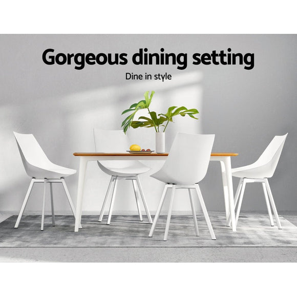 Artiss Dining Chairs Set of 2 PU Leather Plastic Metal White - RnR Galore