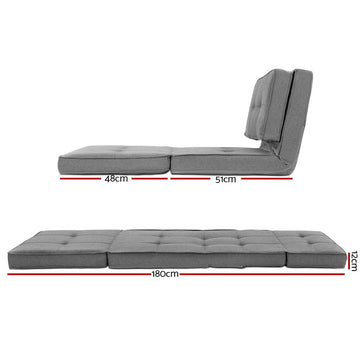 Artiss Floor Lounge Single Sofa Bed Grey Fabric - RnR Galore