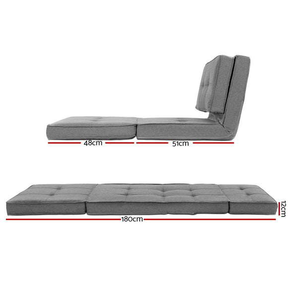 Artiss Floor Lounge Single Sofa Bed Grey Fabric - RnR Galore