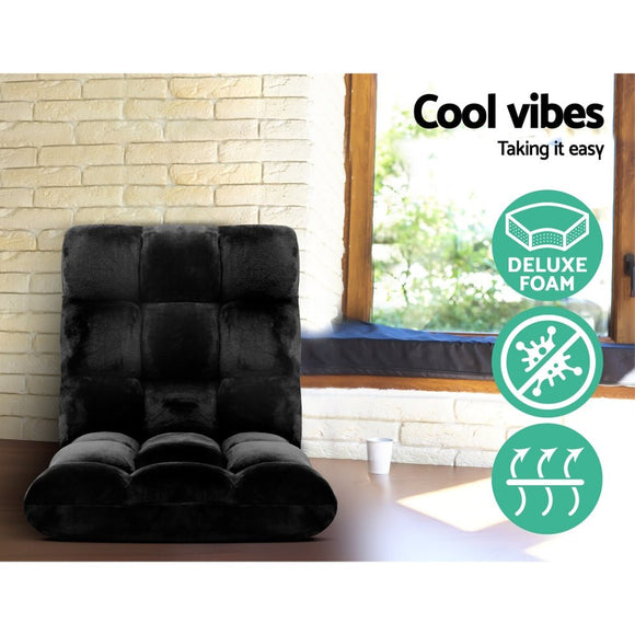 Artiss Lounge Sofa Bed Flannel Fabric Black - RnR Galore