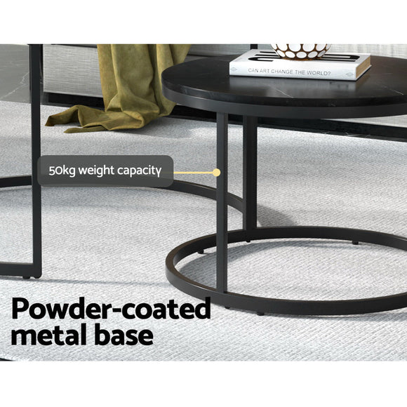 Artiss Nesting Coffee Table Set of 2 Marble Effect Tika - RnR Galore