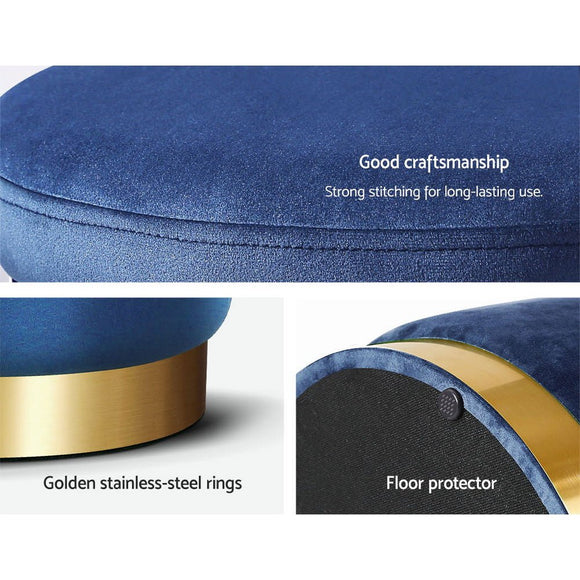Artiss Ottoman Foot Stool Round Velvet Navy - RnR Galore