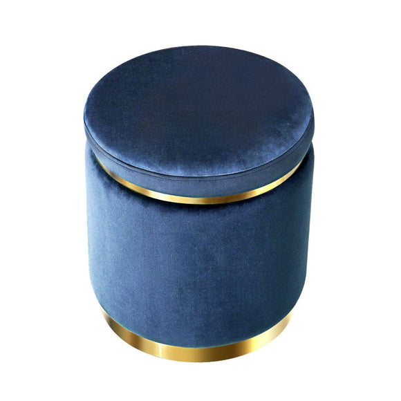 Artiss Ottoman Foot Stool Round Velvet Navy - RnR Galore