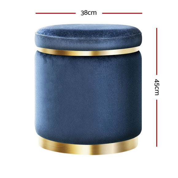 Artiss Ottoman Foot Stool Round Velvet Navy - RnR Galore
