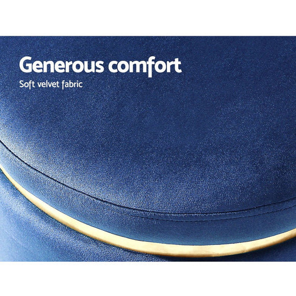 Artiss Ottoman Foot Stool Round Velvet Navy - RnR Galore