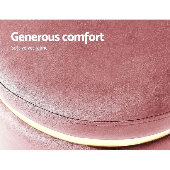 Artiss Ottoman Foot Stool Round Velvet Pink - RnR Galore