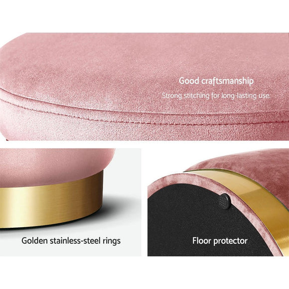 Artiss Ottoman Foot Stool Round Velvet Pink - RnR Galore