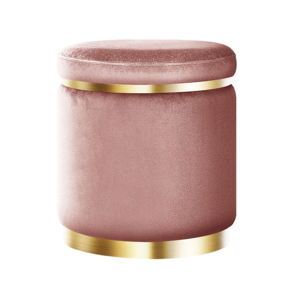 Artiss Ottoman Foot Stool Round Velvet Pink - RnR Galore