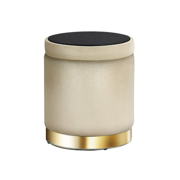 Artiss Ottoman Storage Foot Stool Round Velvet Cream - RnR Galore