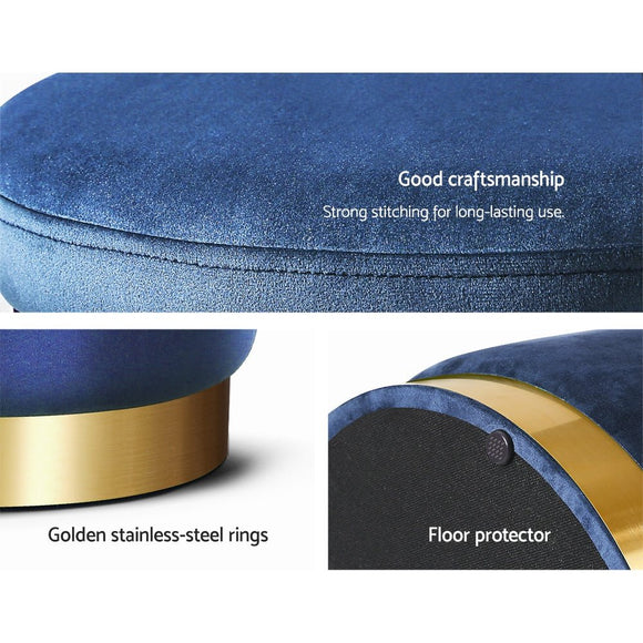 Artiss Ottoman Storage Foot Stool Round Velvet Navy - RnR Galore