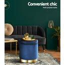 Artiss Ottoman Storage Foot Stool Round Velvet Navy - RnR Galore