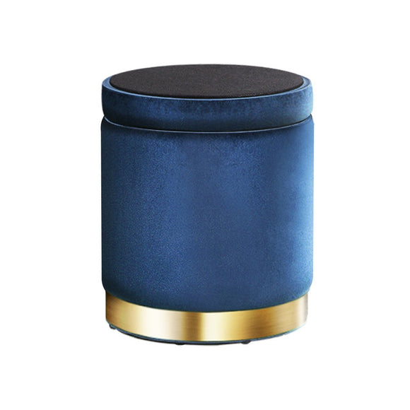 Artiss Ottoman Storage Foot Stool Round Velvet Navy - RnR Galore