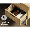 Artiss Rattan Bedside Table 2 Drawers Wood - RIE Oak - RnR Galore