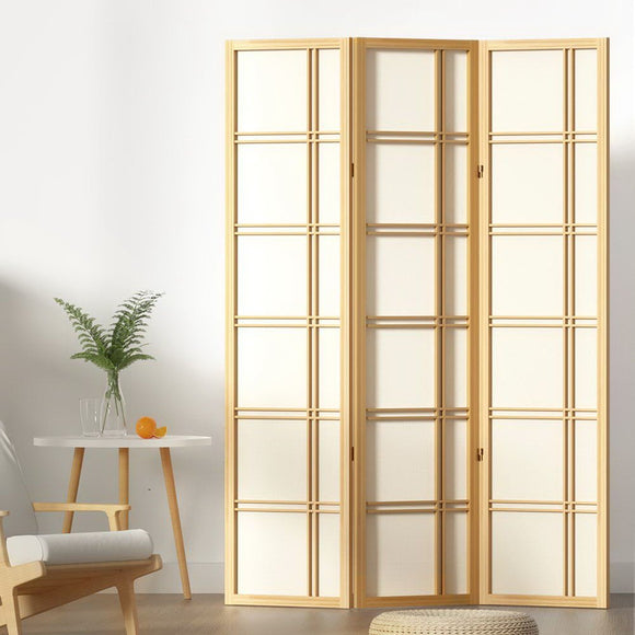 Artiss Room Divider Screen Privacy Wood Dividers Stand 3 Panel Nova Natural - RnR Galore