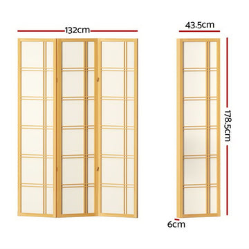 Artiss Room Divider Screen Privacy Wood Dividers Stand 3 Panel Nova Natural - RnR Galore