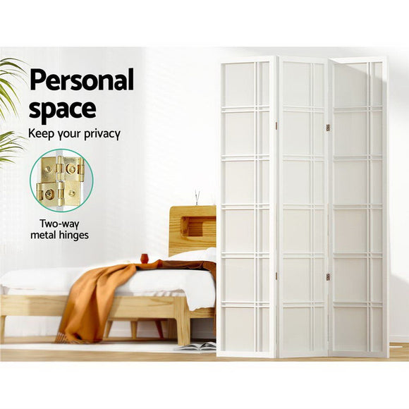 Artiss Room Divider Screen Privacy Wood Dividers Stand 3 Panel Nova White - RnR Galore